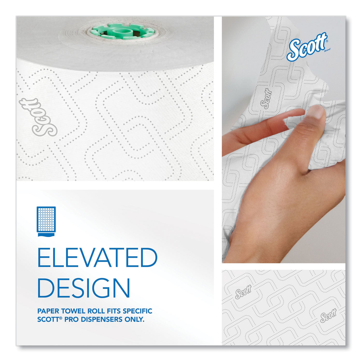 Scott Pro High-Capacity Hard Roll Towels with Elevated Design and Absorbency Pockets - 1.75" Core - White - Paper - Quick Drying, Absorbent, Hygienic - For Multipurpose - 6 / Carton