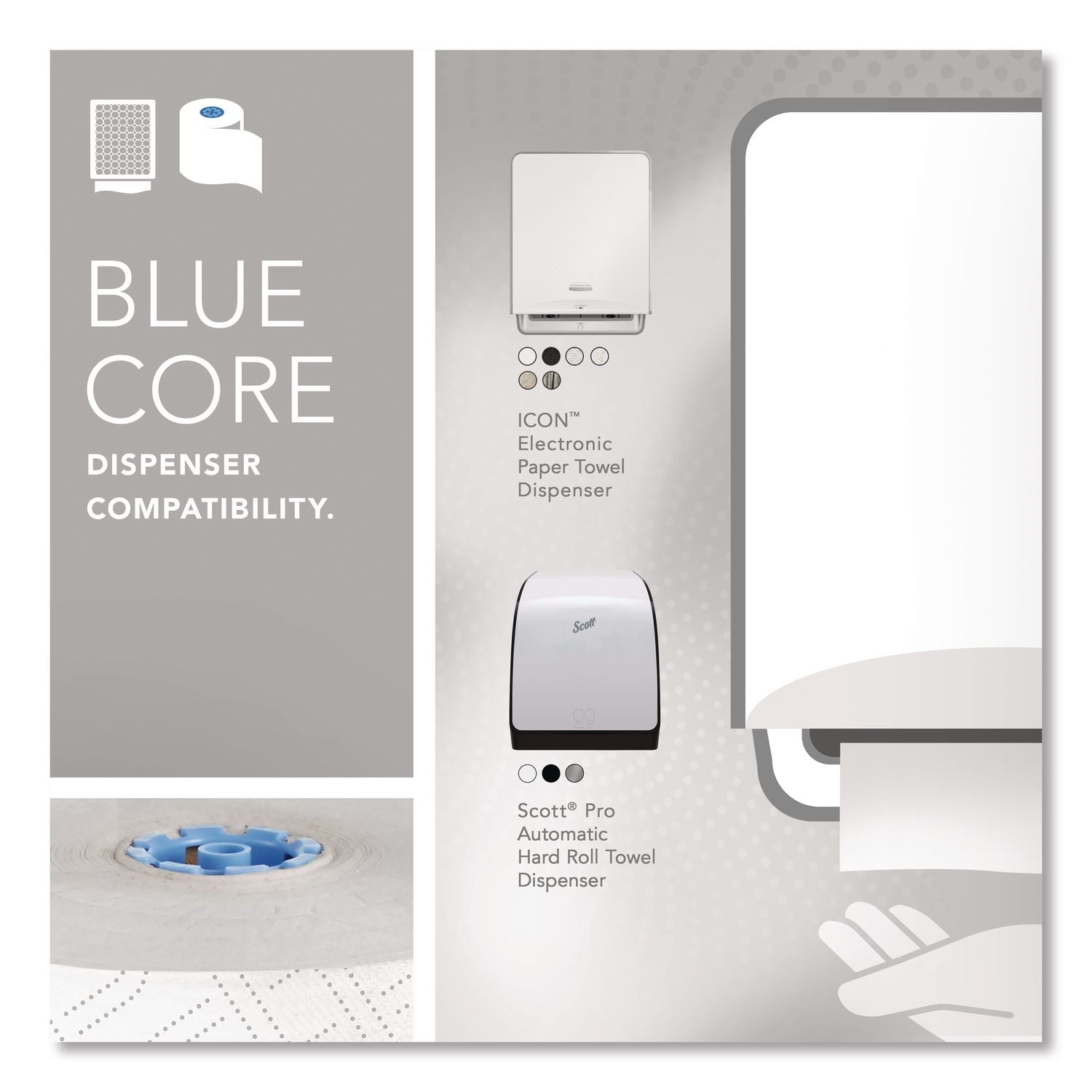 Pro Hard Roll Paper Towels with Elevated Scott Design for Scott Pro Dispenser, Blue Core Only, 1-Ply, 1,150 ft, 6 Rolls/CT