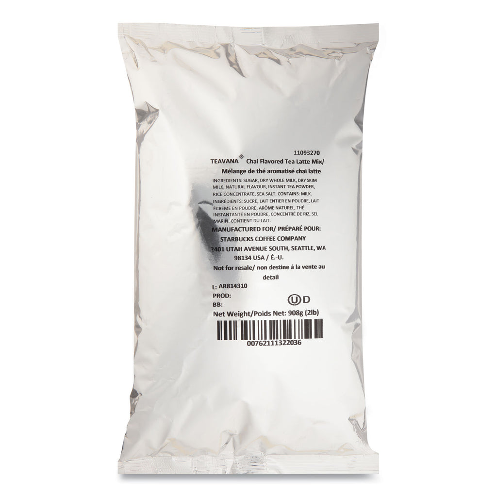 Teavana Chai Tea Latte Mix, Chai, 2 lb Bag, 6/Carton