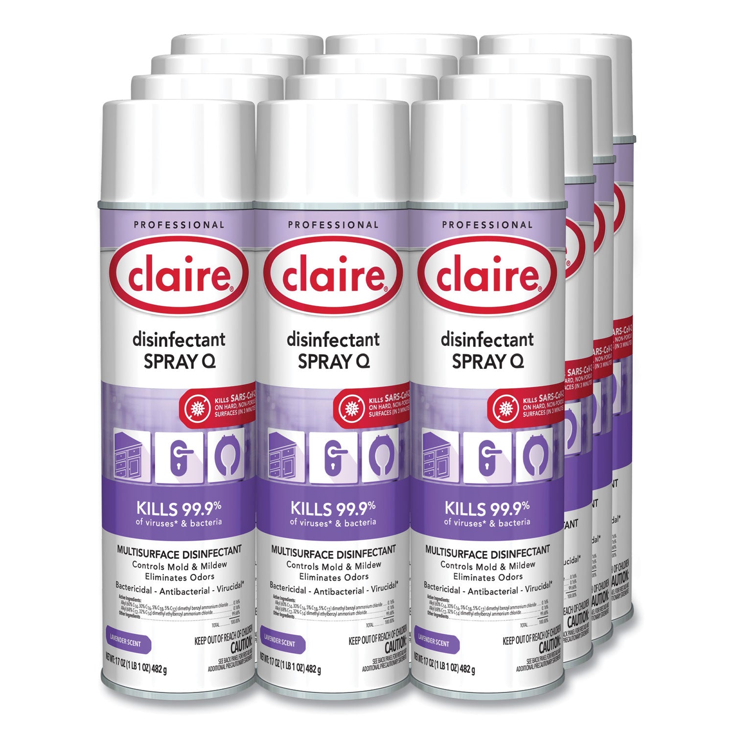 Spray Q Disinfectant. Lavender Scent, 17 oz Aerosol Spray, Dozen