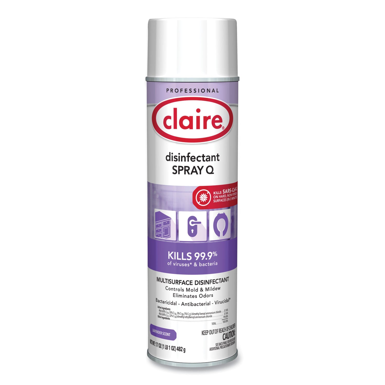 Spray Q Disinfectant. Lavender Scent, 17 oz Aerosol Spray, Dozen