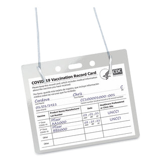Secure Top Hanging-Style Badge Holders, Horizontal, 4w x 3h, Clear, 100/Box
