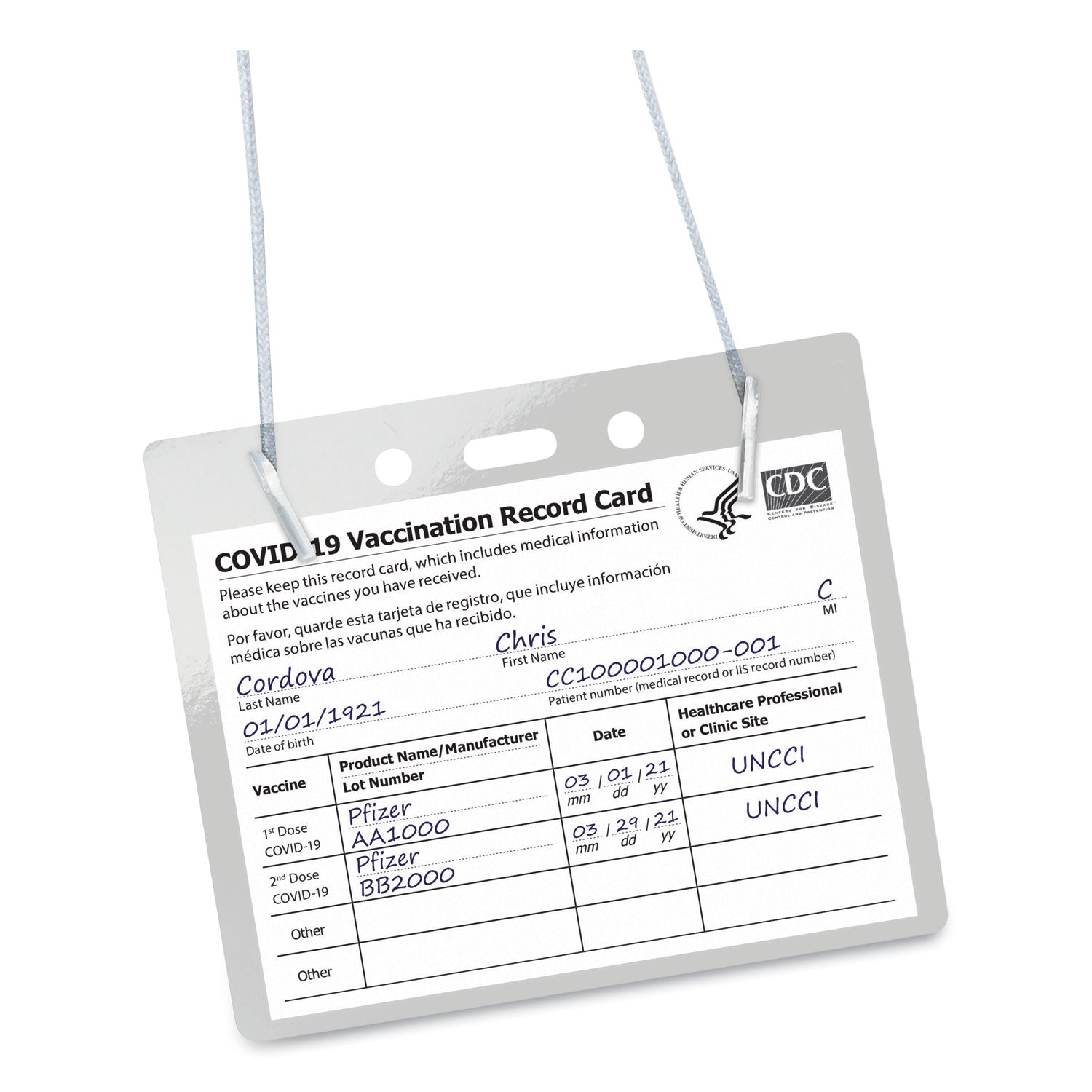Secure Top Hanging-Style Badge Holders, Horizontal, 4w x 3h, Clear, 100/Box