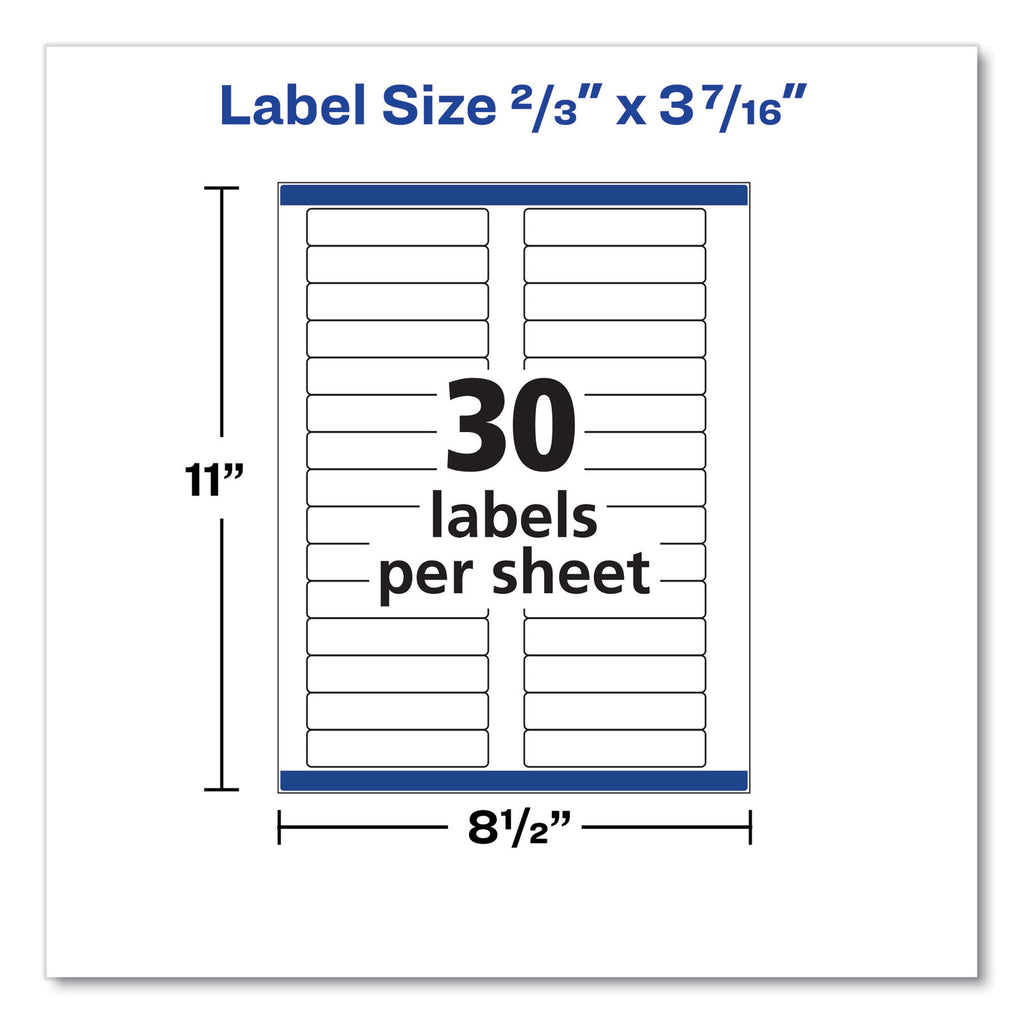 Clear Permanent File Folder Labels with Sure Feed Technology, 0.66 x 3.44, Clear, 30/Sheet, 15 Sheets/Pack