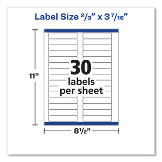 Clear Permanent File Folder Labels with Sure Feed Technology, 0.66 x 3.44, Clear, 30/Sheet, 15 Sheets/Pack