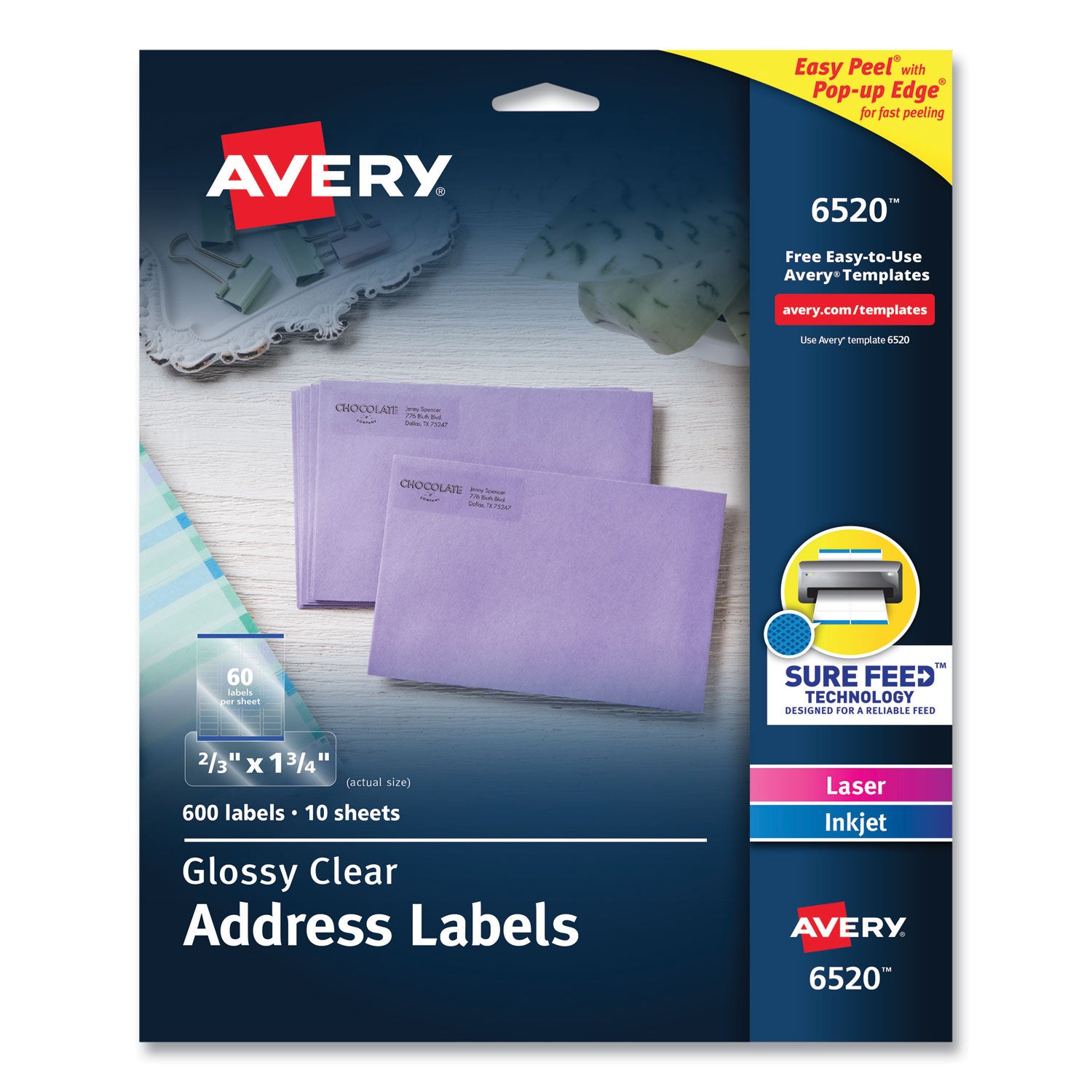 glossy-clear-easy-peel-mailing-labels-w-sure-feed-technology-inkjet-laser-printers-066-x-175-60-sheet-10-sheets-pk_ave6520 - 1