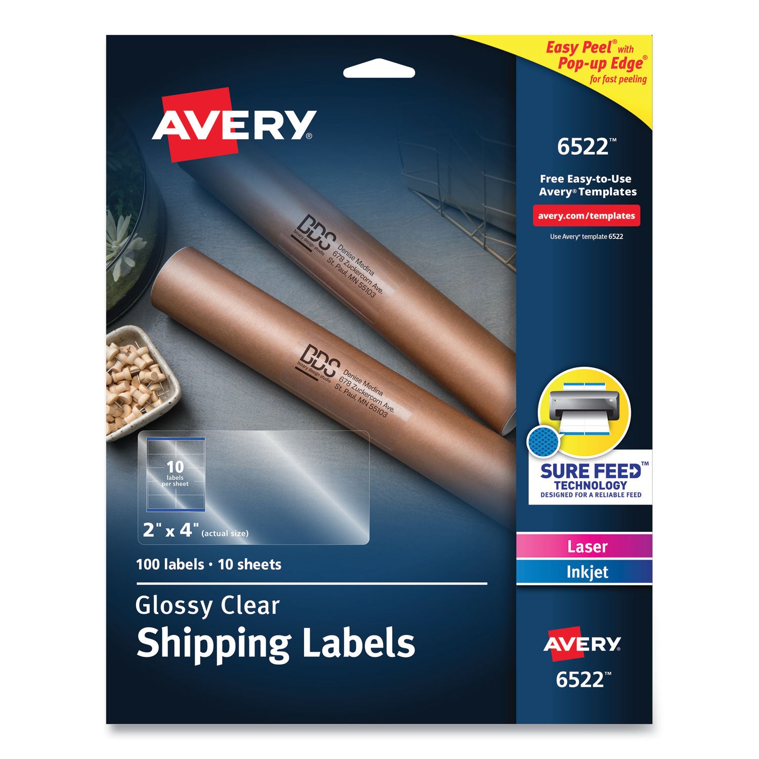 glossy-clear-easy-peel-mailing-labels-w-sure-feed-technology-inkjet-laser-printers-2-x-4-clear-10-sheet-10-sheets-pack_ave6522 - 1