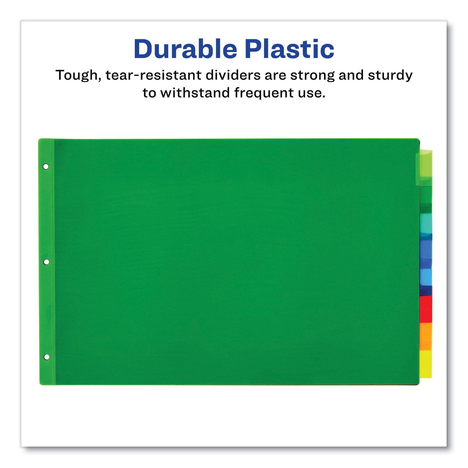 Insertable Big Tab Plastic Dividers, 8-Tab, 11 x 17, Green, 1 Set - 