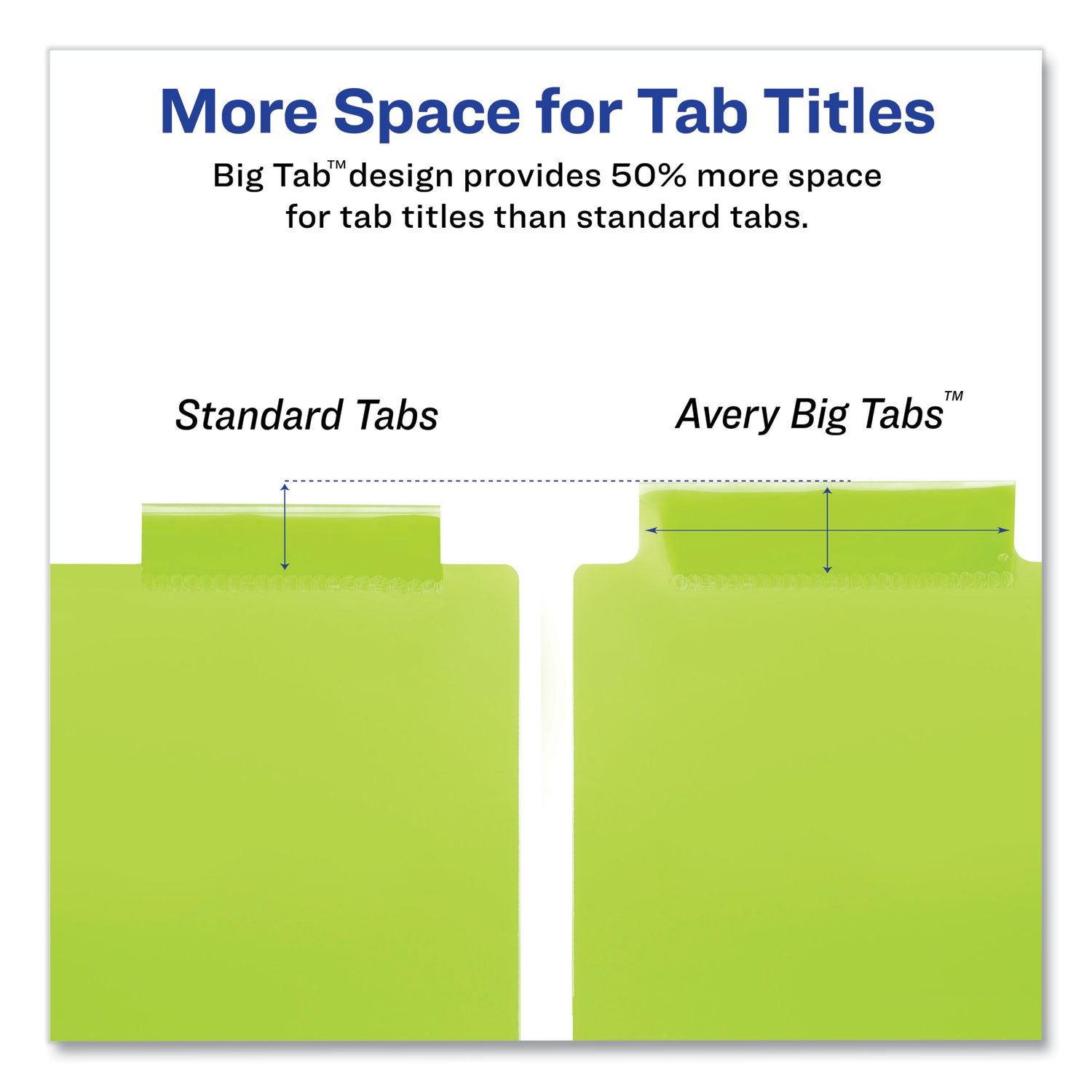 Insertable Big Tab Plastic Dividers, 8-Tab, 11 x 17, Green, 1 Set - 