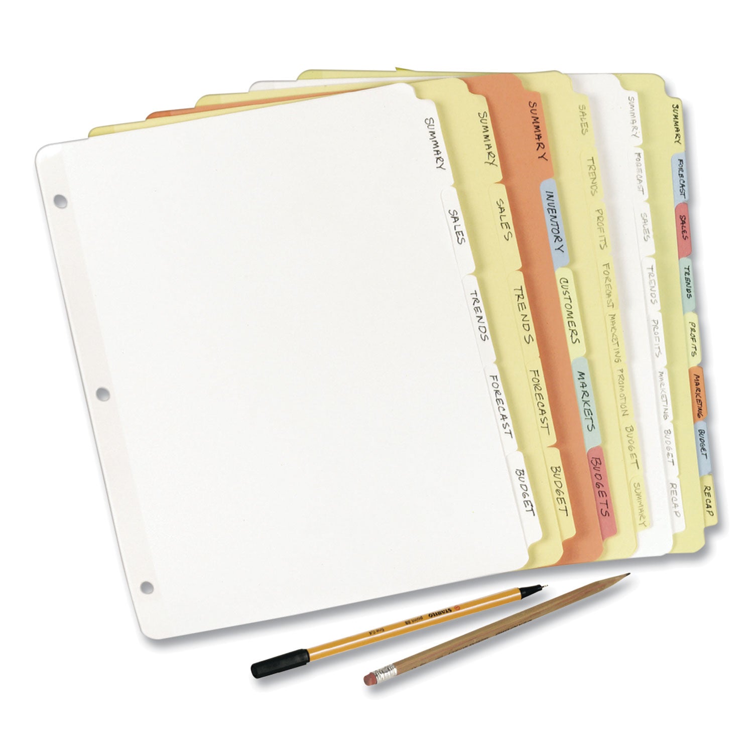 Write and Erase Plain-Tab Paper Dividers, 5-Tab, 11 x 8.5, Buff, 36 Sets - 