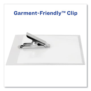 Clip-Style Name Badge Holder with Laser/Inkjet Insert, Top Load, 4 x 3, White, 100/Box