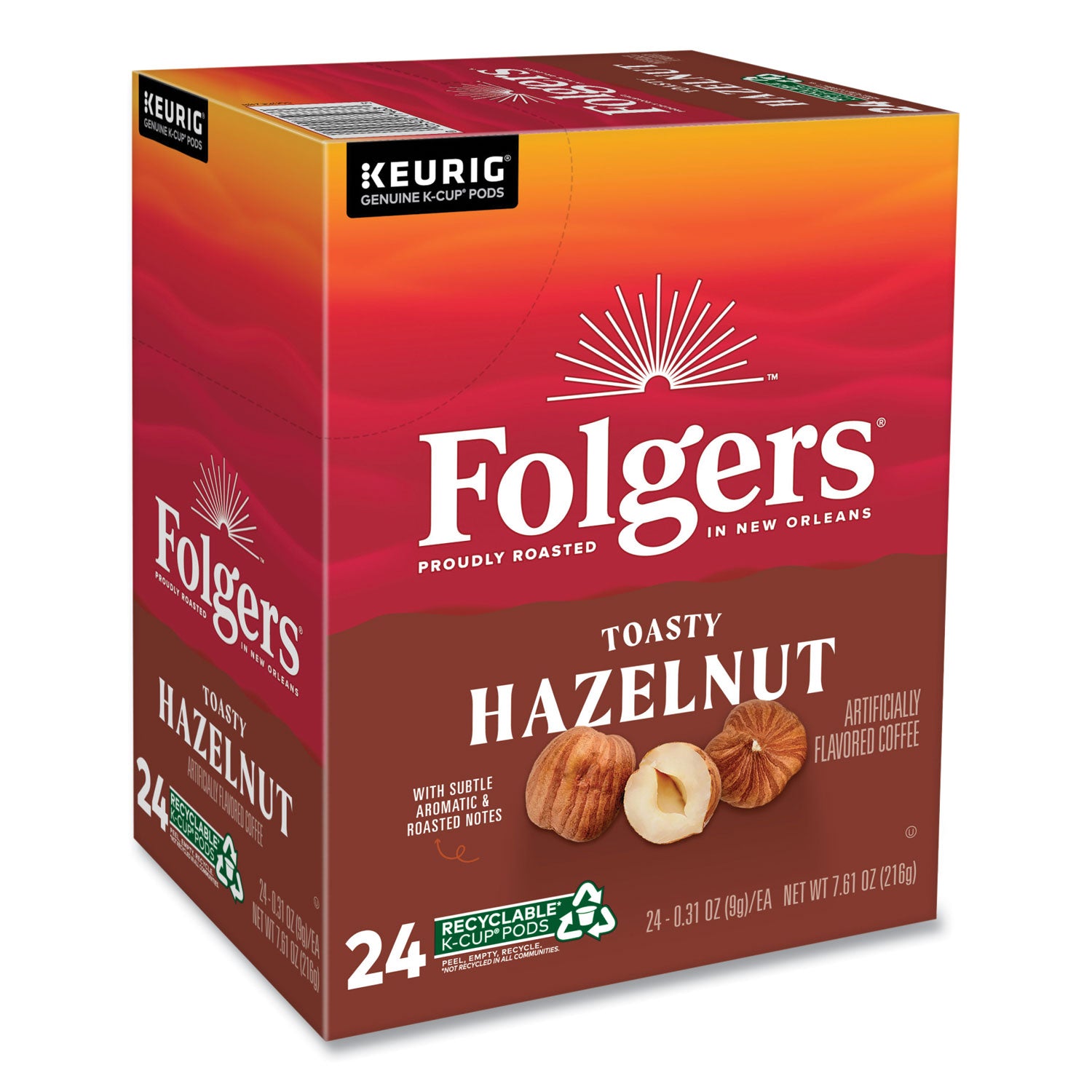 Toasty Hazelnut Coffee K-Cups, 24/Box