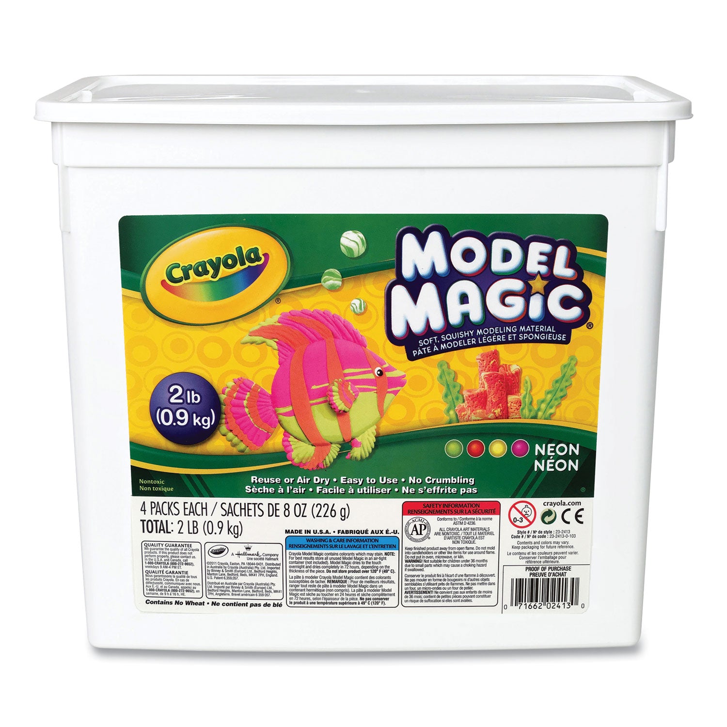 Model Magic Modeling Compound, 8 oz Packs, Assorted Neon Colors, 4 Packs/Box - 