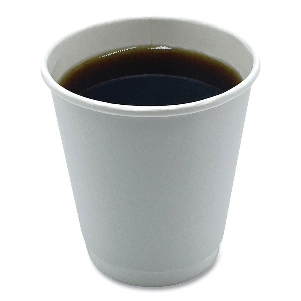 Paper Hot Cups, Double-Walled, 10 oz, White, 500/Carton