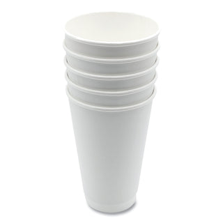 Paper Hot Cups, Double-Walled, 16 oz, White, 500/Carton