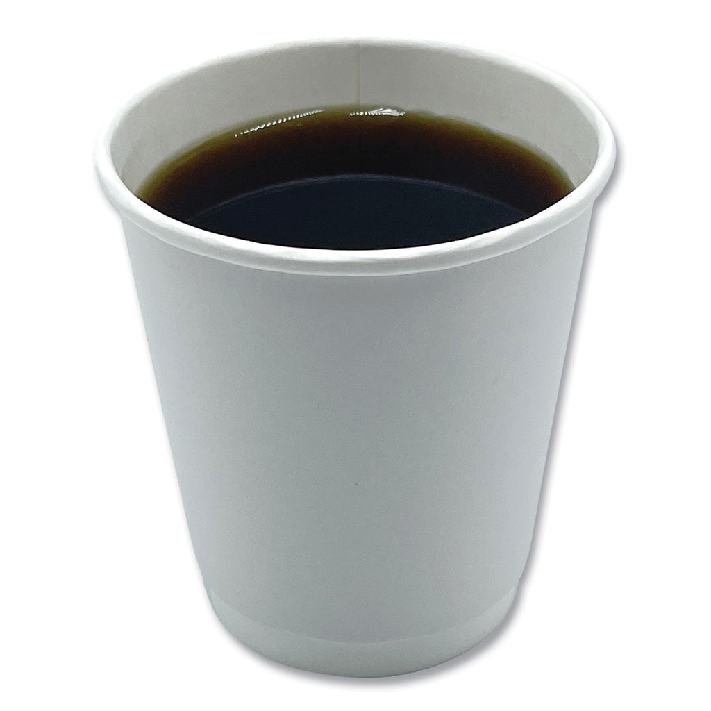 Paper Hot Cups, Double-Walled, 10 oz, White, 25/Pack