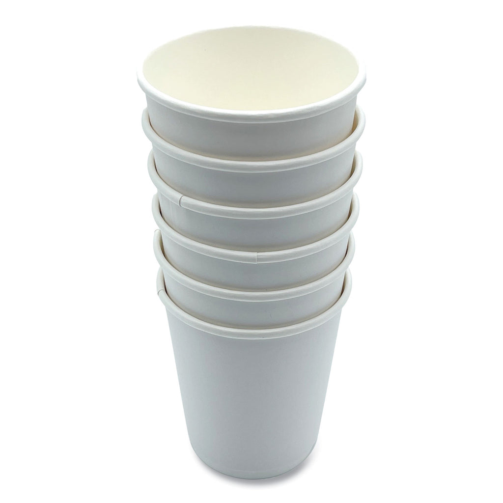 Paper Hot Cups, Double-Walled, 8 oz, White, 500/Carton