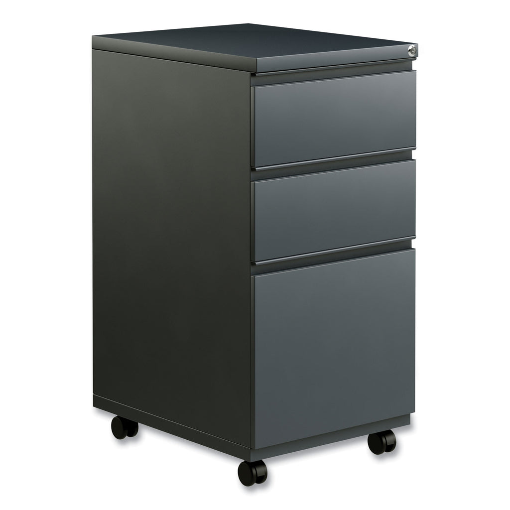 File Pedestal with Full-Length Pull, Left or Right, 3-Drawers: Box/Box/File, Legal/Letter, Charcoal, 14.96" x 19.29" x 27.75