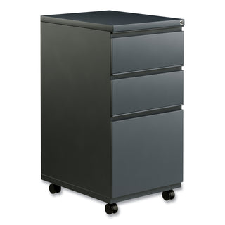 File Pedestal with Full-Length Pull, Left or Right, 3-Drawers: Box/Box/File, Legal/Letter, Charcoal, 14.96" x 19.29" x 27.75