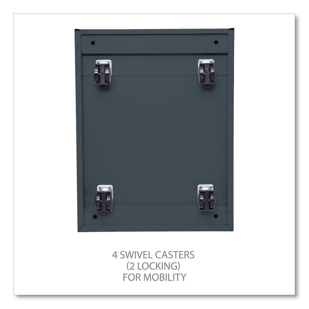 File Pedestal with Full-Length Pull, Left or Right, 3-Drawers: Box/Box/File, Legal/Letter, Charcoal, 14.96" x 19.29" x 27.75
