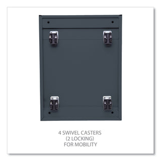 File Pedestal with Full-Length Pull, Left or Right, 3-Drawers: Box/Box/File, Legal/Letter, Charcoal, 14.96" x 19.29" x 27.75