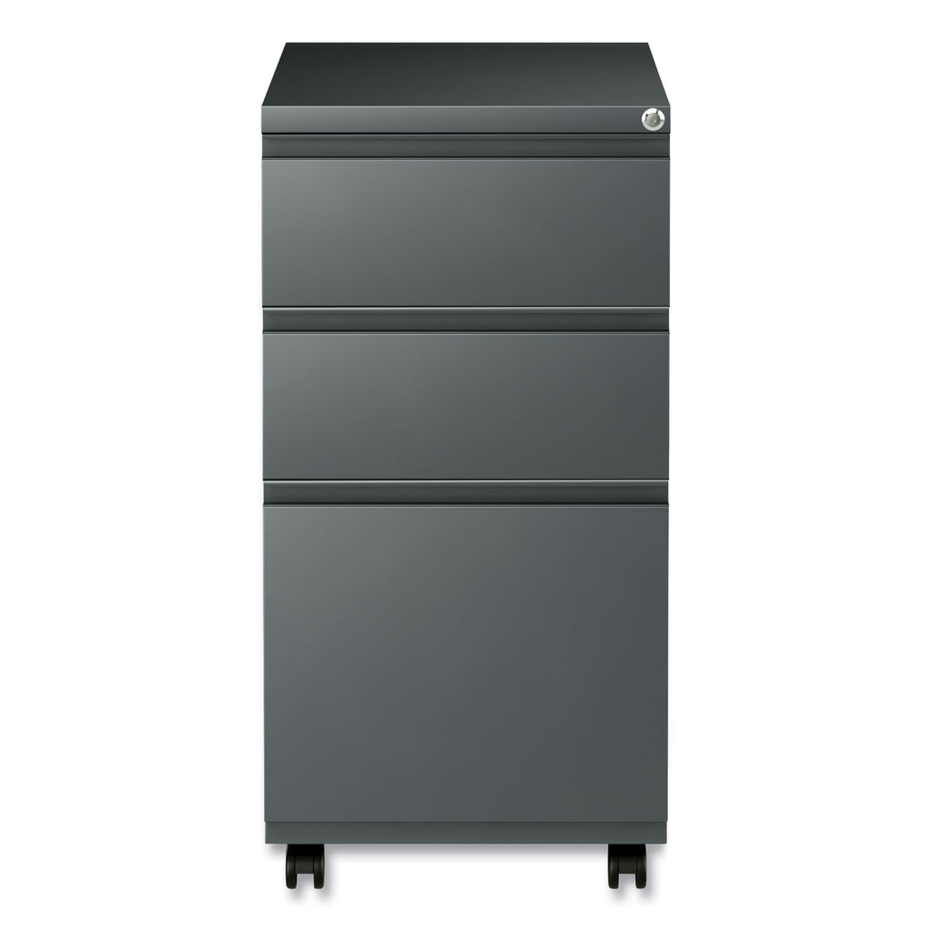 File Pedestal with Full-Length Pull, Left or Right, 3-Drawers: Box/Box/File, Legal/Letter, Charcoal, 14.96" x 19.29" x 27.75