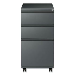 File Pedestal with Full-Length Pull, Left or Right, 3-Drawers: Box/Box/File, Legal/Letter, Charcoal, 14.96" x 19.29" x 27.75