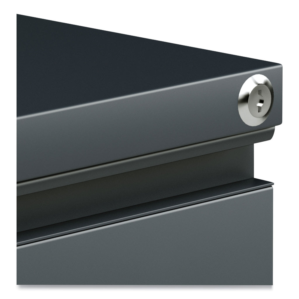 File Pedestal with Full-Length Pull, Left or Right, 3-Drawers: Box/Box/File, Legal/Letter, Charcoal, 14.96" x 19.29" x 27.75
