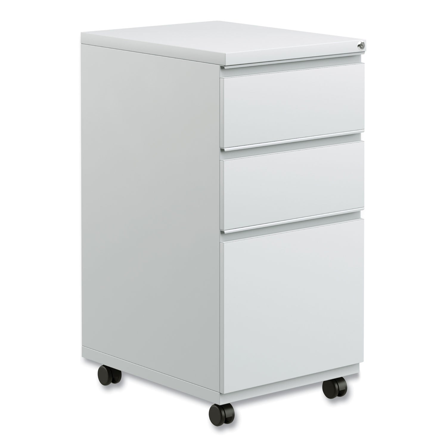 File Pedestal with Full-Length Pull, Left/Right, 3-Drawers: Box/Box/File, Legal/Letter, Light Gray, 14.96" x 19.29" x 27.75