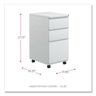 File Pedestal with Full-Length Pull, Left/Right, 3-Drawers: Box/Box/File, Legal/Letter, Light Gray, 14.96" x 19.29" x 27.75