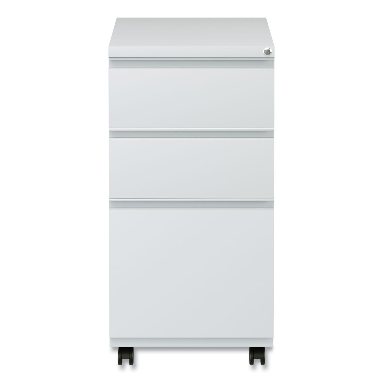 File Pedestal with Full-Length Pull, Left/Right, 3-Drawers: Box/Box/File, Legal/Letter, Light Gray, 14.96" x 19.29" x 27.75