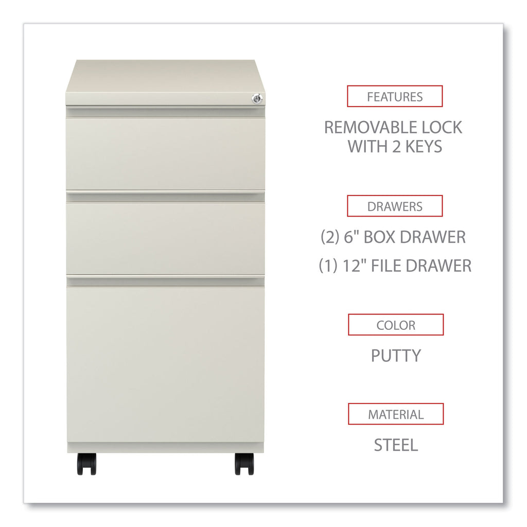 File Pedestal with Full-Length Pull, Left or Right, 3-Drawers: Box/Box/File, Legal/Letter, Putty, 14.96" x 19.29" x 27.75