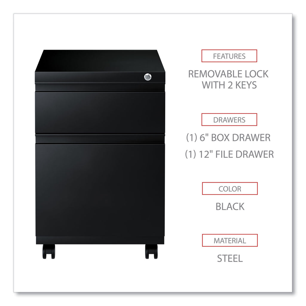 File Pedestal with Full-Length Pull, Left or Right, 2-Drawers: Box/File, Legal/Letter, Black, 14.96" x 19.29" x 21.65