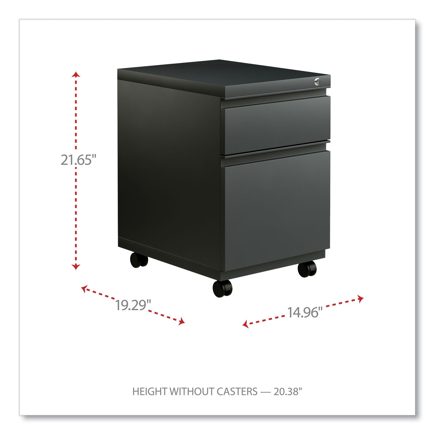 File Pedestal with Full-Length Pull, Left or Right, 2-Drawers: Box/File, Legal/Letter, Charcoal, 14.96" x 19.29" x 21.65
