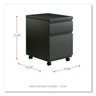 File Pedestal with Full-Length Pull, Left or Right, 2-Drawers: Box/File, Legal/Letter, Charcoal, 14.96" x 19.29" x 21.65