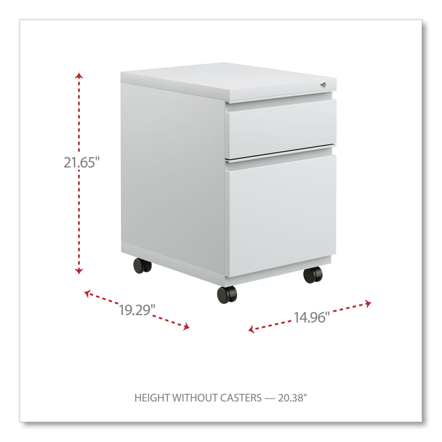 File Pedestal with Full-Length Pull, Left or Right, 2-Drawers: Box/File, Legal/Letter, Light Gray, 14.96" x 19.29" x 21.65