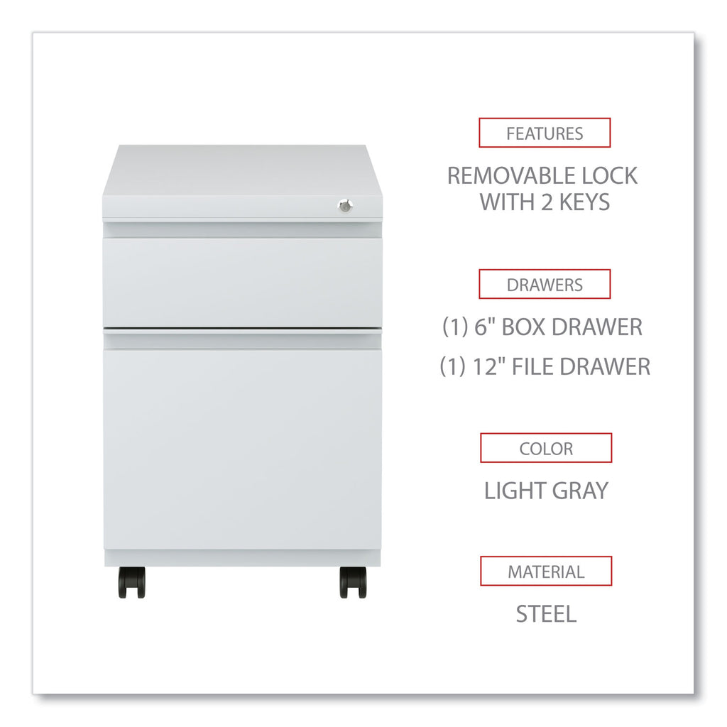 File Pedestal with Full-Length Pull, Left or Right, 2-Drawers: Box/File, Legal/Letter, Light Gray, 14.96" x 19.29" x 21.65
