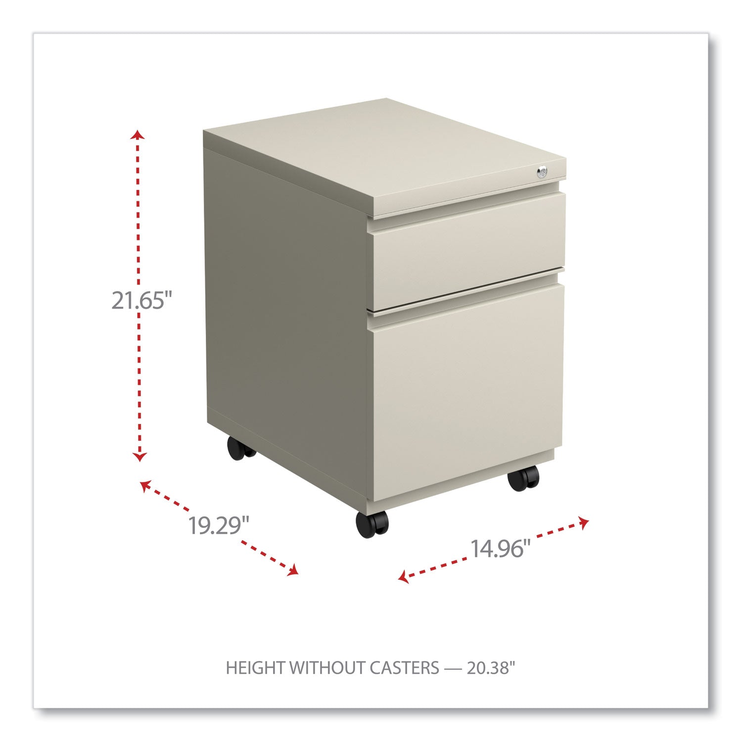 File Pedestal with Full-Length Pull, Left or Right, 2-Drawers: Box/File, Legal/Letter, Putty, 14.96" x 19.29" x 21.65