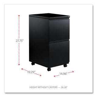 File Pedestal with Full-Length Pull, Left or Right, 2 Legal/Letter-Size File Drawers, Black, 14.96" x 19.29" x 27.75