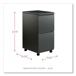 File Pedestal with Full-Length Pull, Left or Right, 2 Legal/Letter-Size File Drawers, Charcoal, 14.96" x 19.29" x 27.75