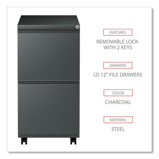 File Pedestal with Full-Length Pull, Left or Right, 2 Legal/Letter-Size File Drawers, Charcoal, 14.96" x 19.29" x 27.75