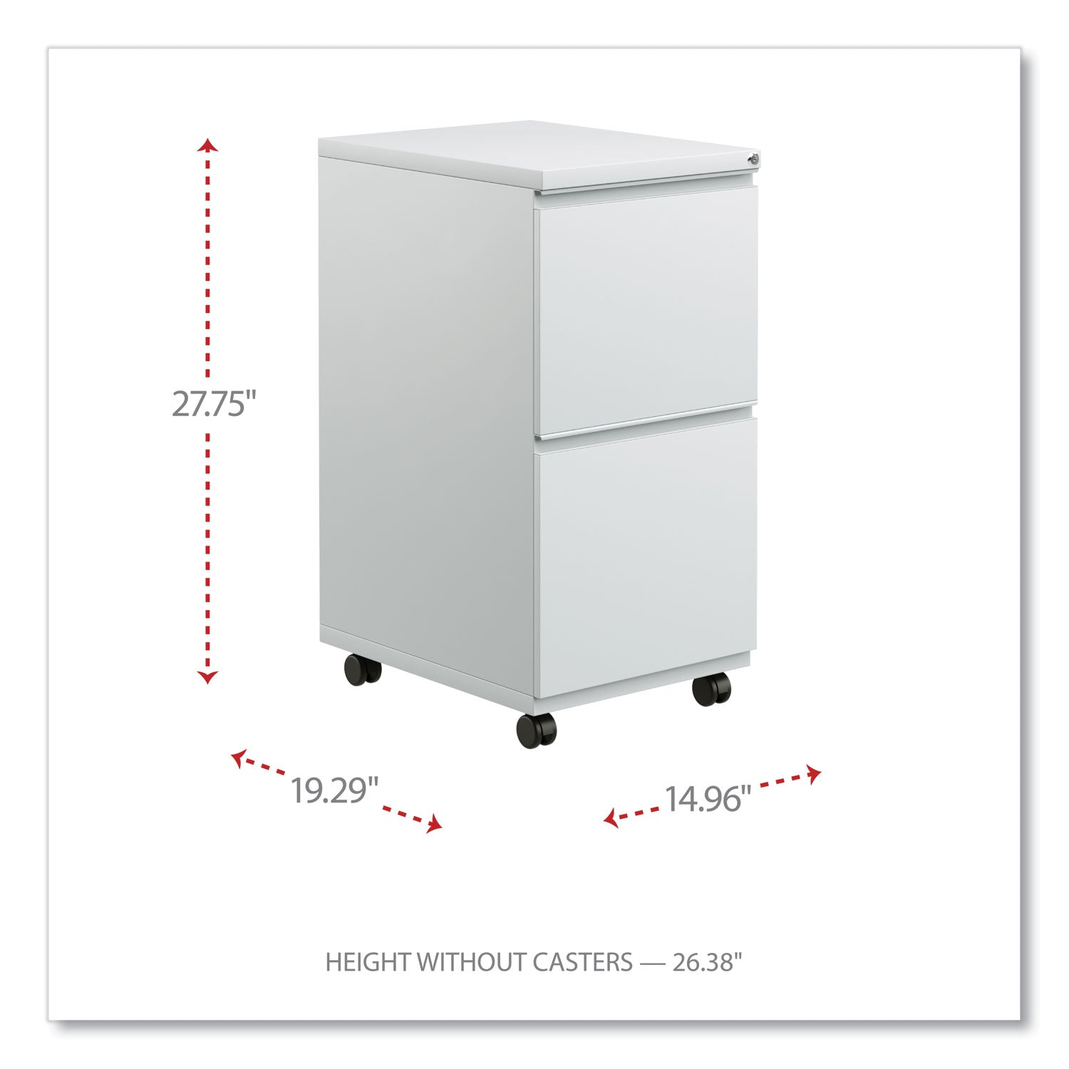 File Pedestal with Full-Length Pull, Left or Right, 2 Legal/Letter-Size File Drawers, Light Gray, 14.96" x 19.29" x 27.75