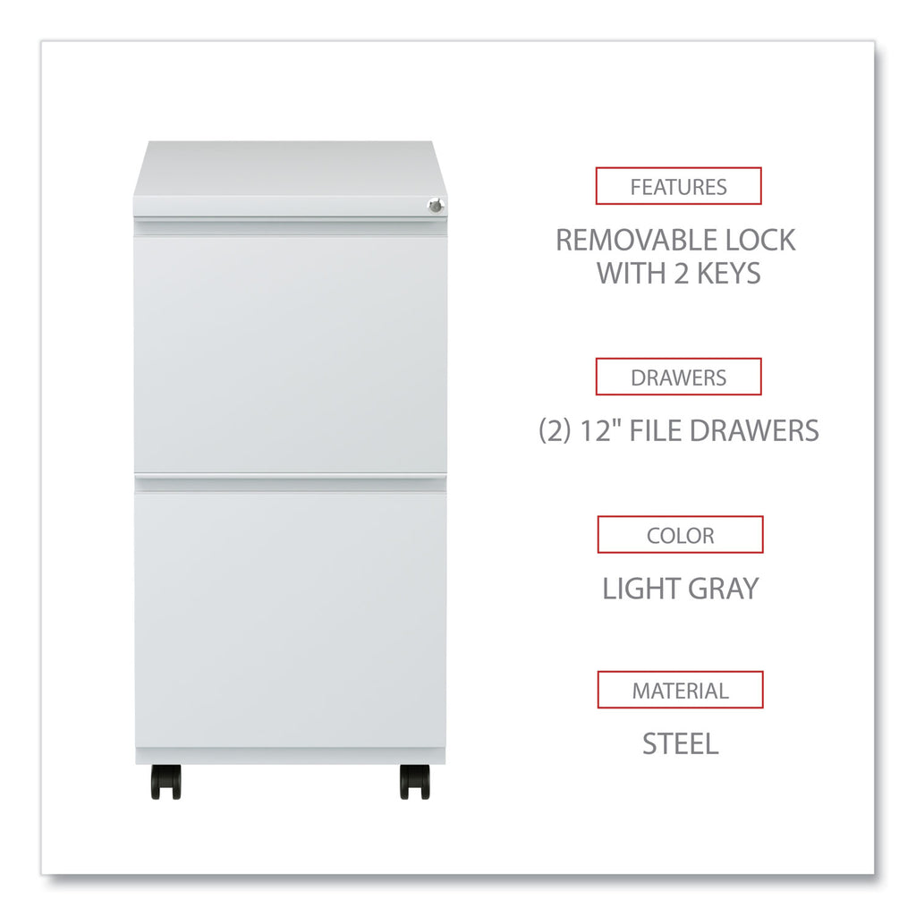 File Pedestal with Full-Length Pull, Left or Right, 2 Legal/Letter-Size File Drawers, Light Gray, 14.96" x 19.29" x 27.75