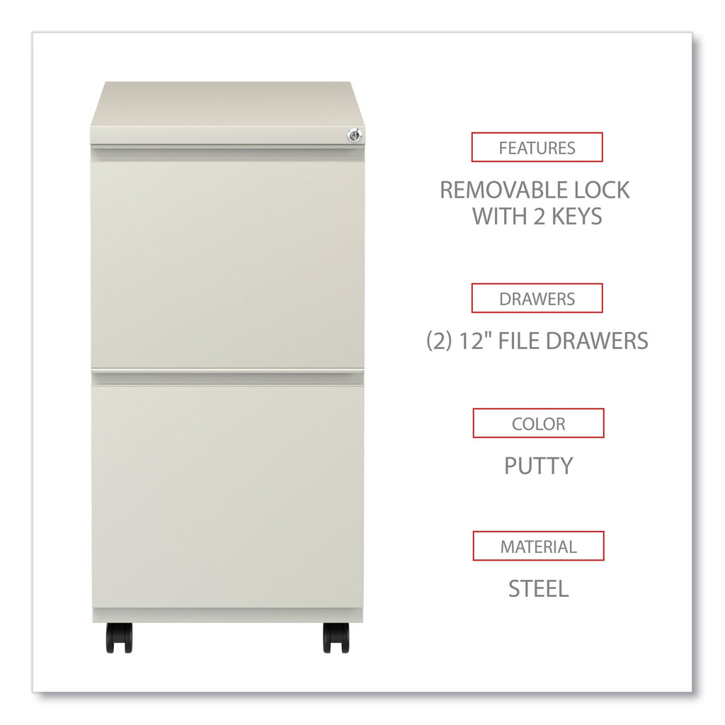 File Pedestal with Full-Length Pull, Left or Right, 2 Legal/Letter-Size File Drawers, Putty, 14.96" x 19.29" x 27.75
