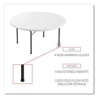 Round Plastic Folding Table, 60" Diameter x 29.25h, White
