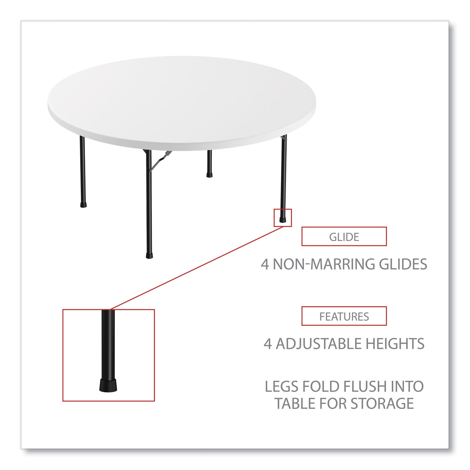 Round Plastic Folding Table, 60" Diameter x 29.25h, White