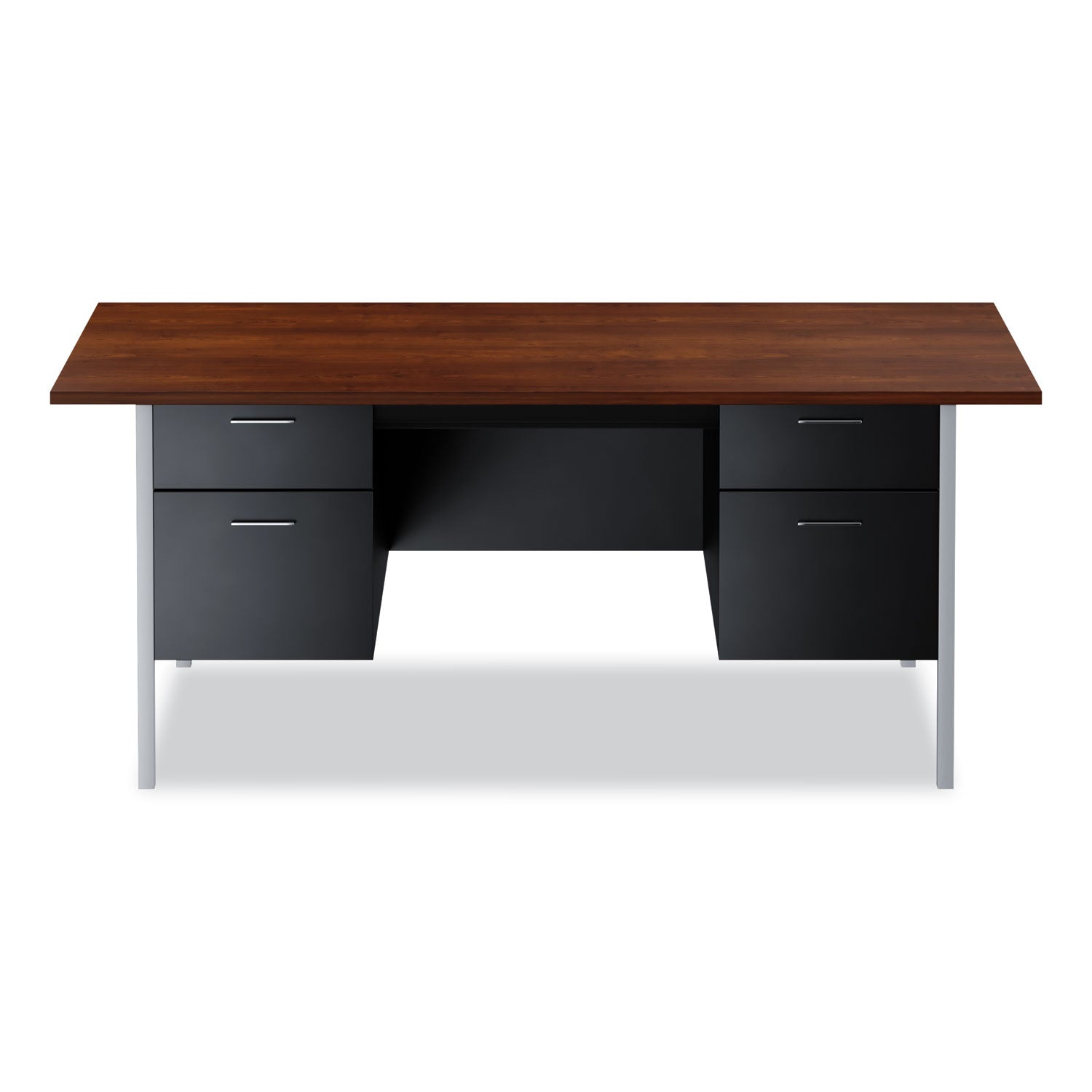 double-pedestal-steel-desk-72-x-36-x-295-mocha-black-chrome-plated-legs_alesd7236bm - 1