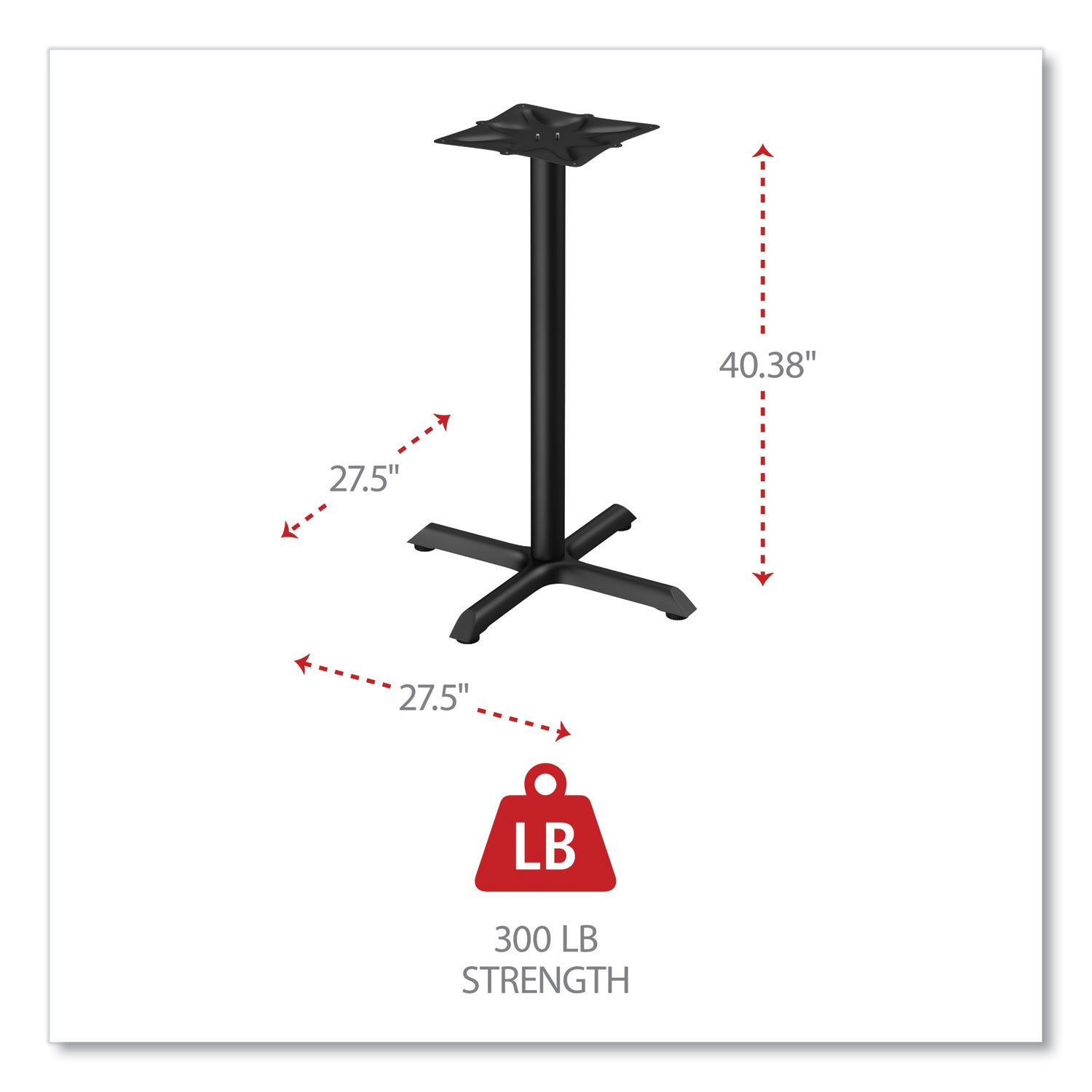 Alera Hospitality Series Single-Column Bases, 27.5" Diameter x 40.38"h, 300 lb Cap, Steel, Black