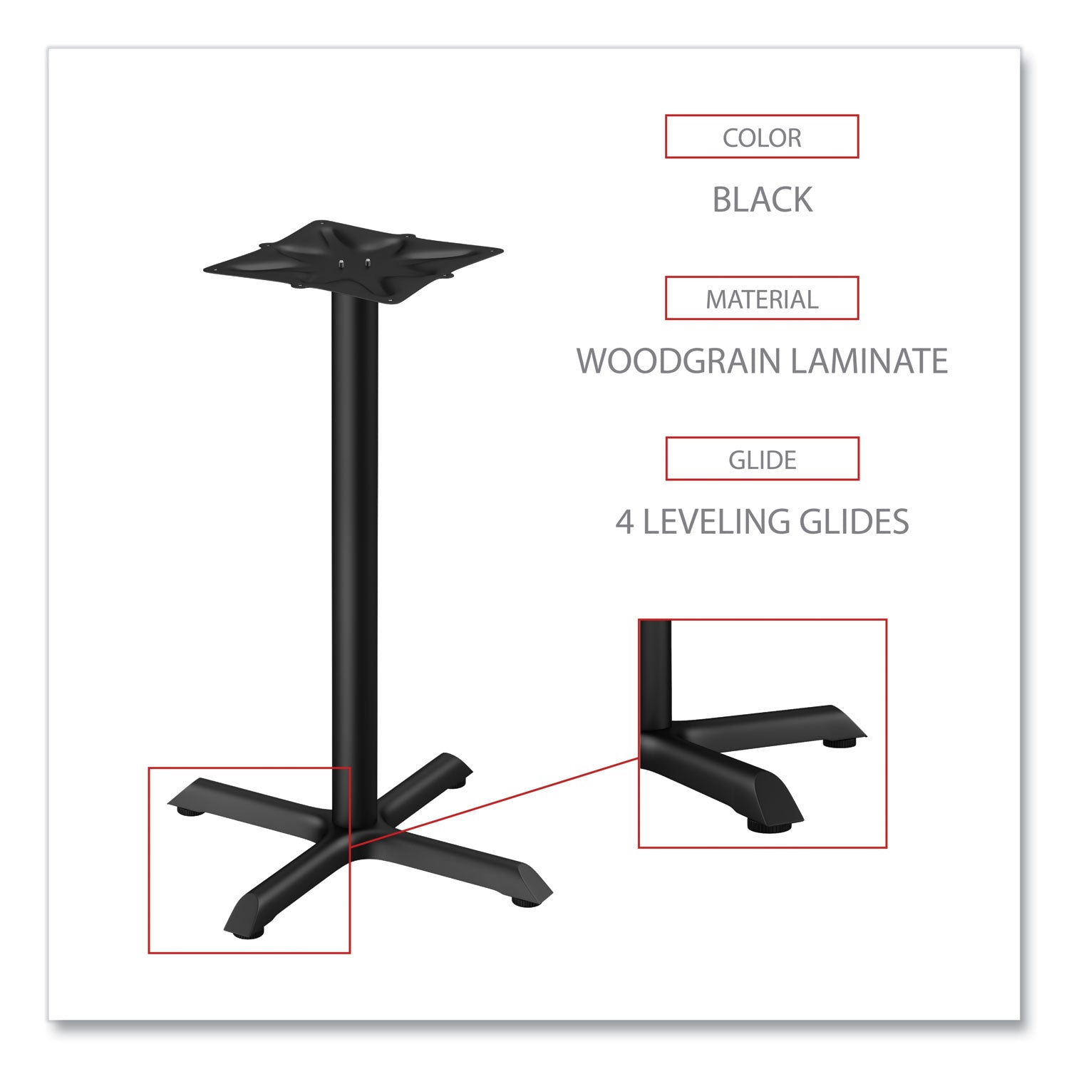 Alera Hospitality Series Single-Column Bases, 27.5" Diameter x 40.38"h, 300 lb Cap, Steel, Black