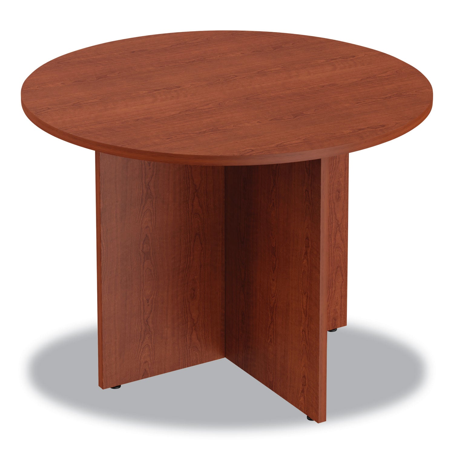 Alera Valencia Round Conference Table with Legs, 42" Diameter x 29.5h, Medium Cherry - 